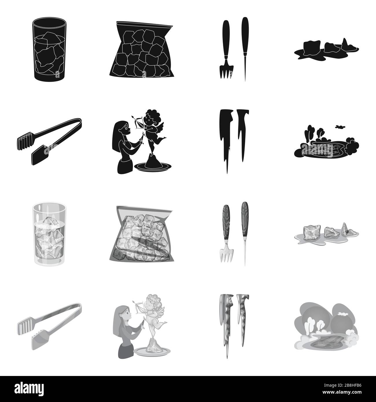 Vector design of texture and frozen icon. Collection of texture and ...