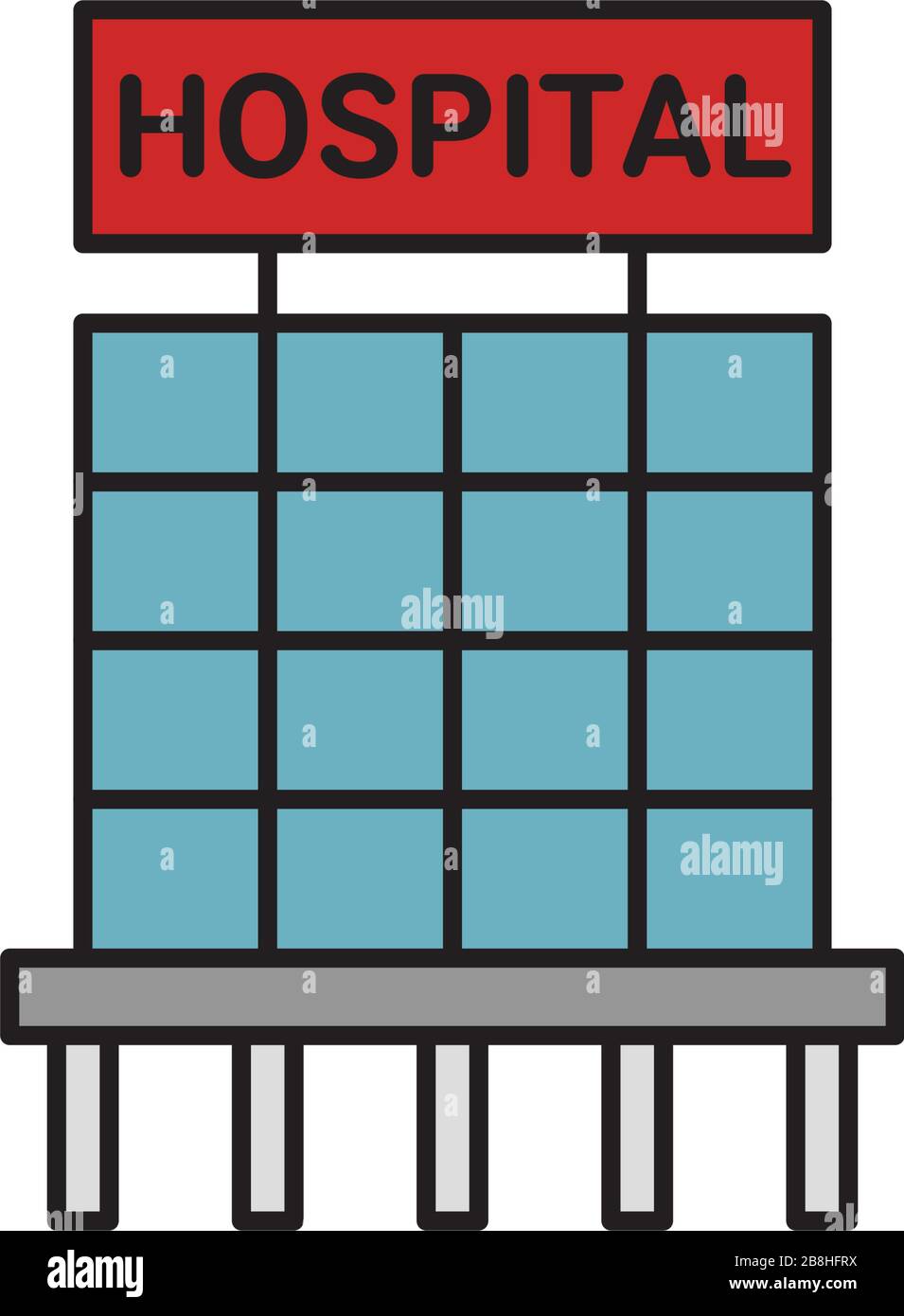 hospital building vector icon, isolated on white background Stock ...