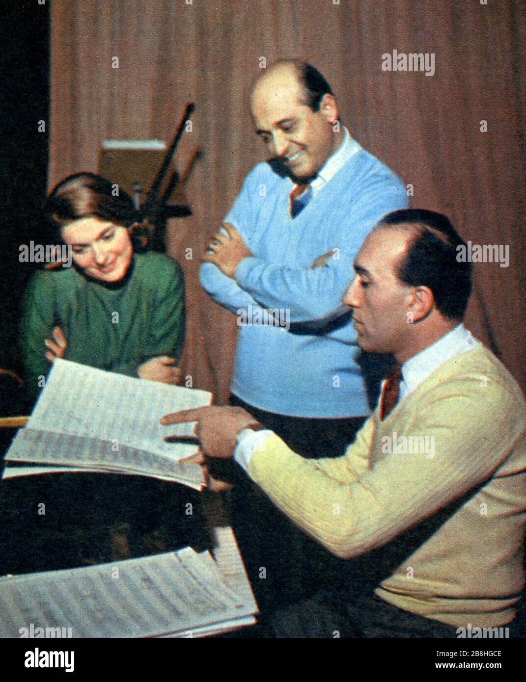 'Italian musicians Bruno Pallesi, Germana Caroli and Giovanni Fenati; 1956(13 May 2013 (original upload date)); Radiocorriere magazine,  1956; Unknown; ' Stock Photo