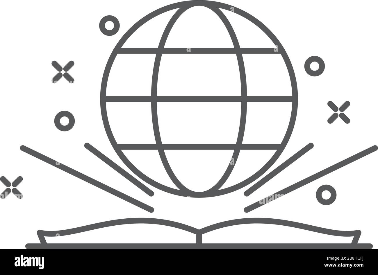 open book with globe vector icon, isolated on white background Stock ...