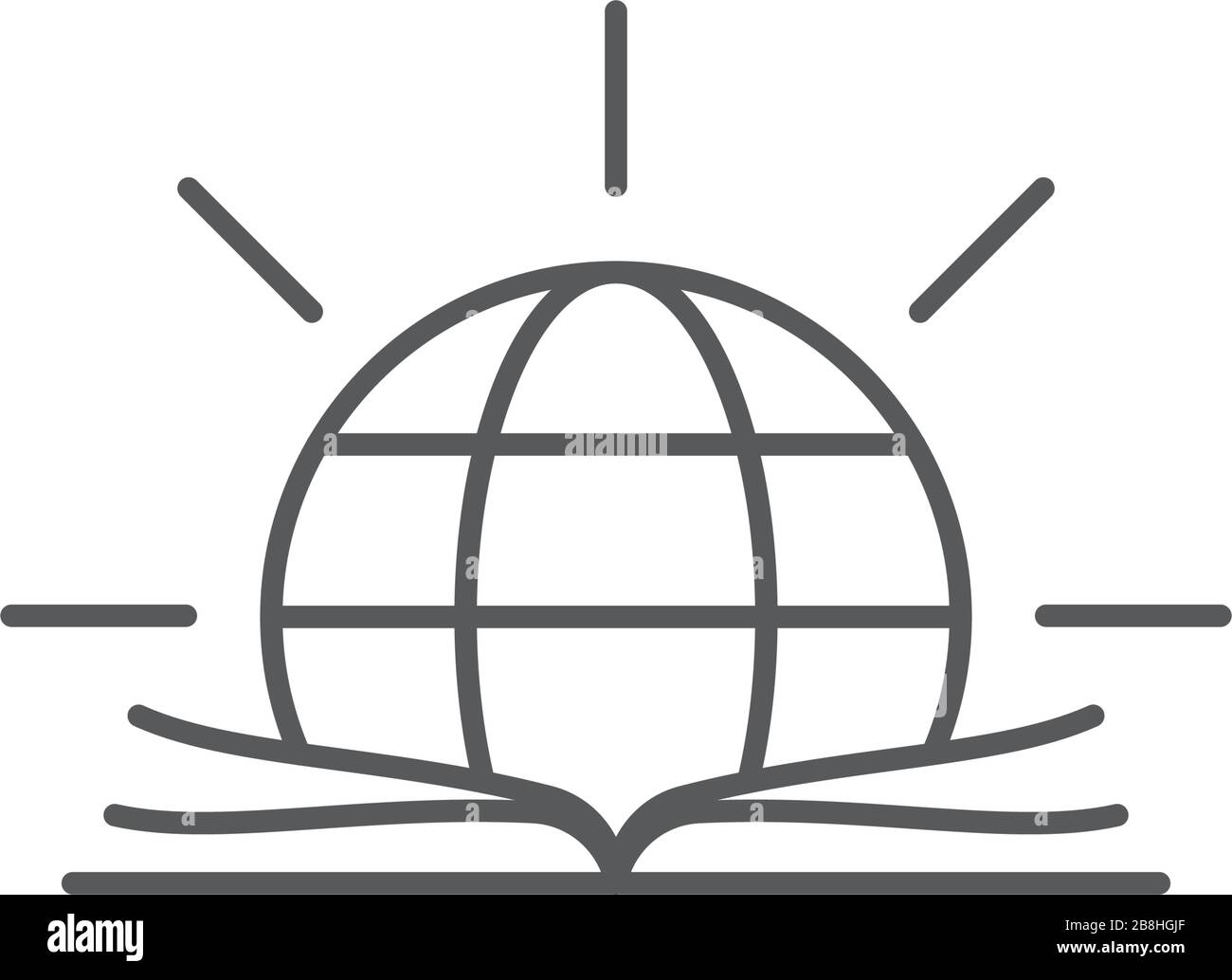 open book with globe vector icon, isolated on white background Stock Vector