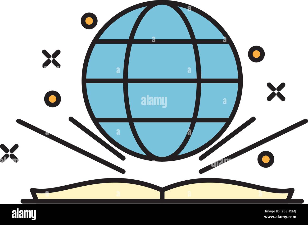 open book with globe vector icon, isolated on white background Stock Vector