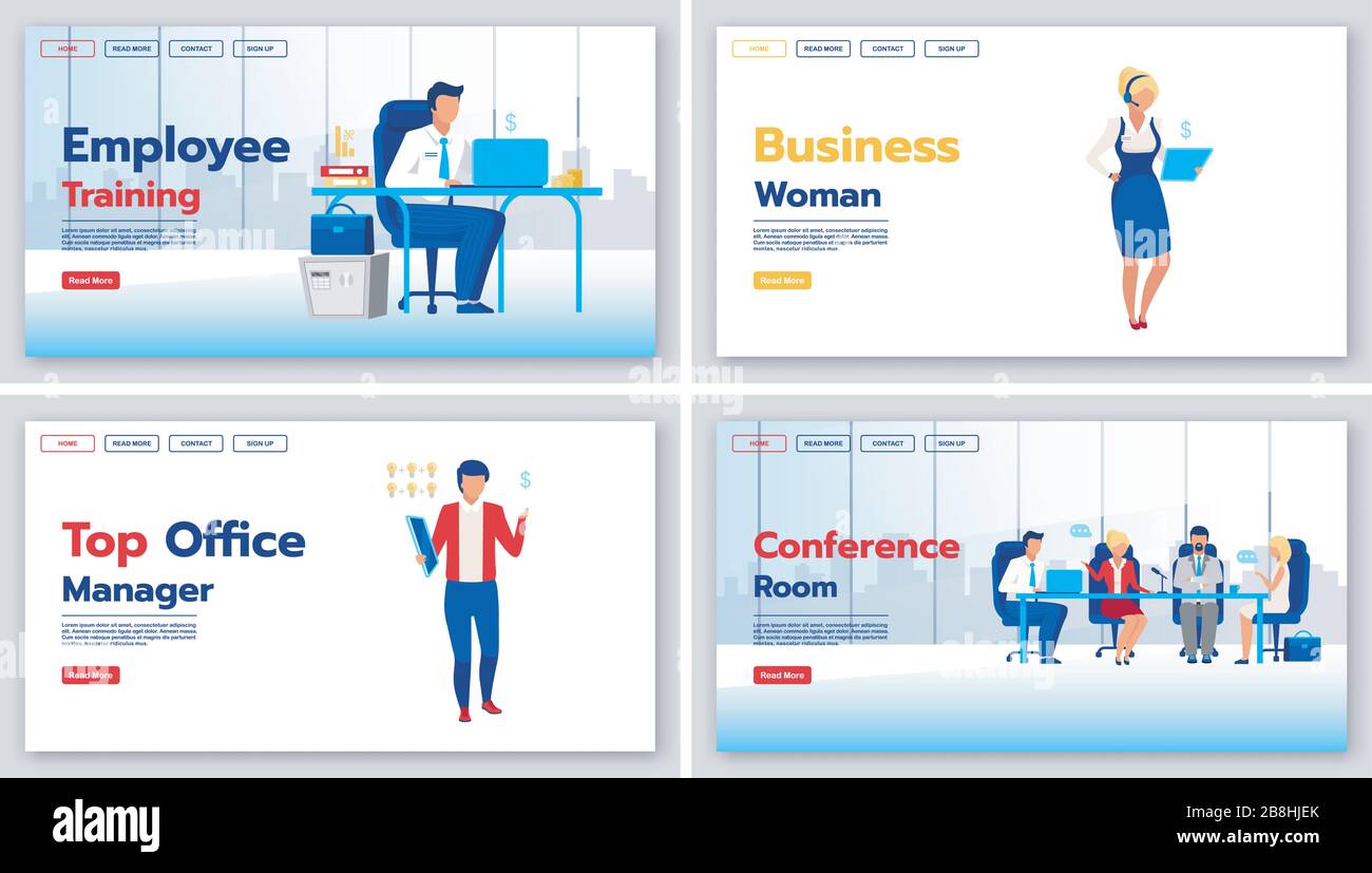 Corporate lifestyle landing page vector templates set Stock Vector ...