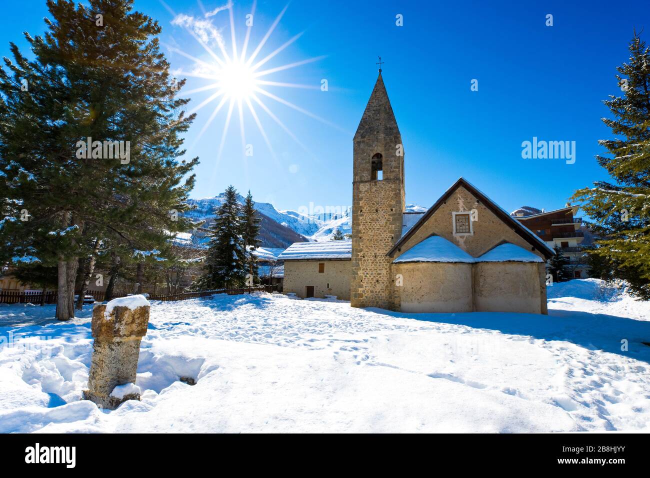 Chapelle Saint-Érige d'Auron, Auron (ski resort),  Alpes-Maritimes, France Stock Photo
