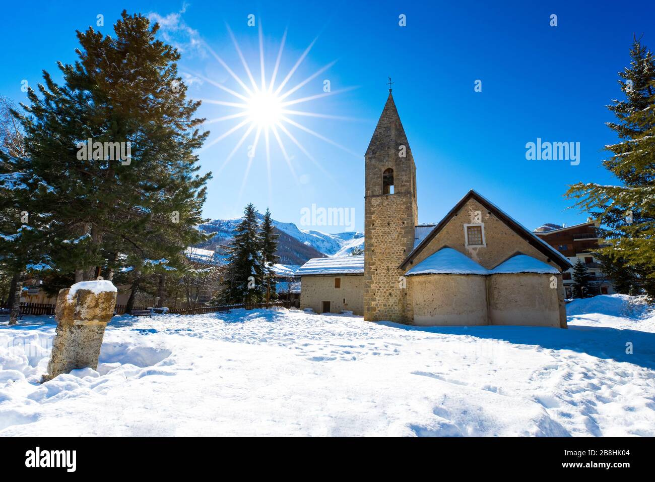 Chapelle Saint-Érige d'Auron, Auron (ski resort),  Alpes-Maritimes, France Stock Photo