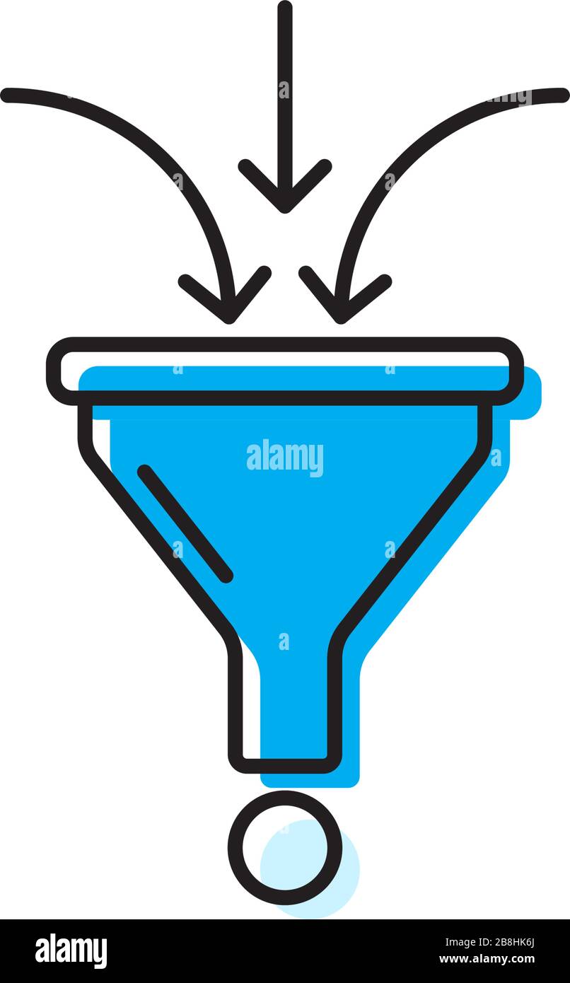 funnel vector icon concept design, isolated on white background Stock ...