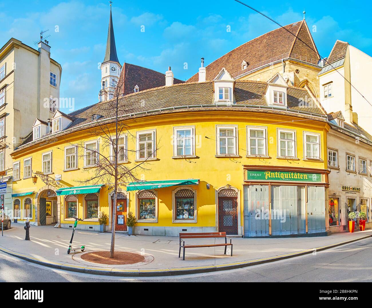 VIENNA, AUSTRIA FEBRUARY 19, 2019 Panorama of Habsburgergasse street