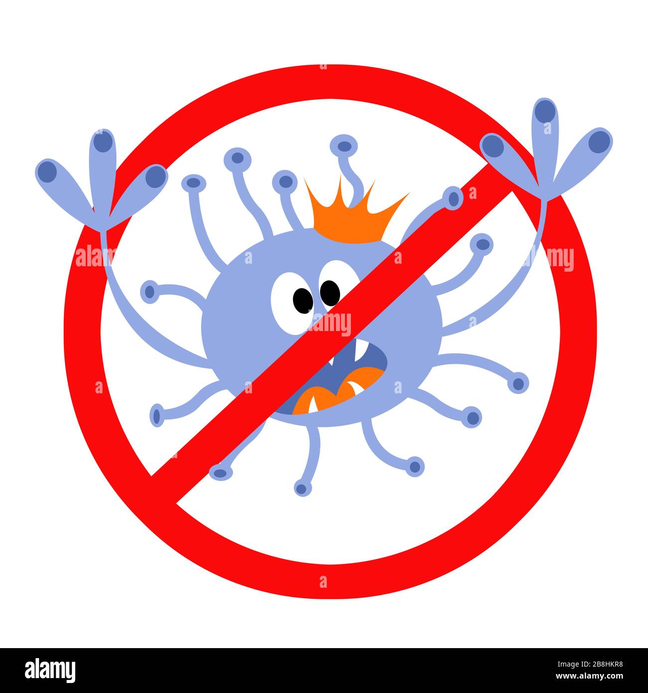 Stop coronovirus. Symbolic isolated image of a coronovirus. Warning of the dangers of a coronovirus. Stock Photo