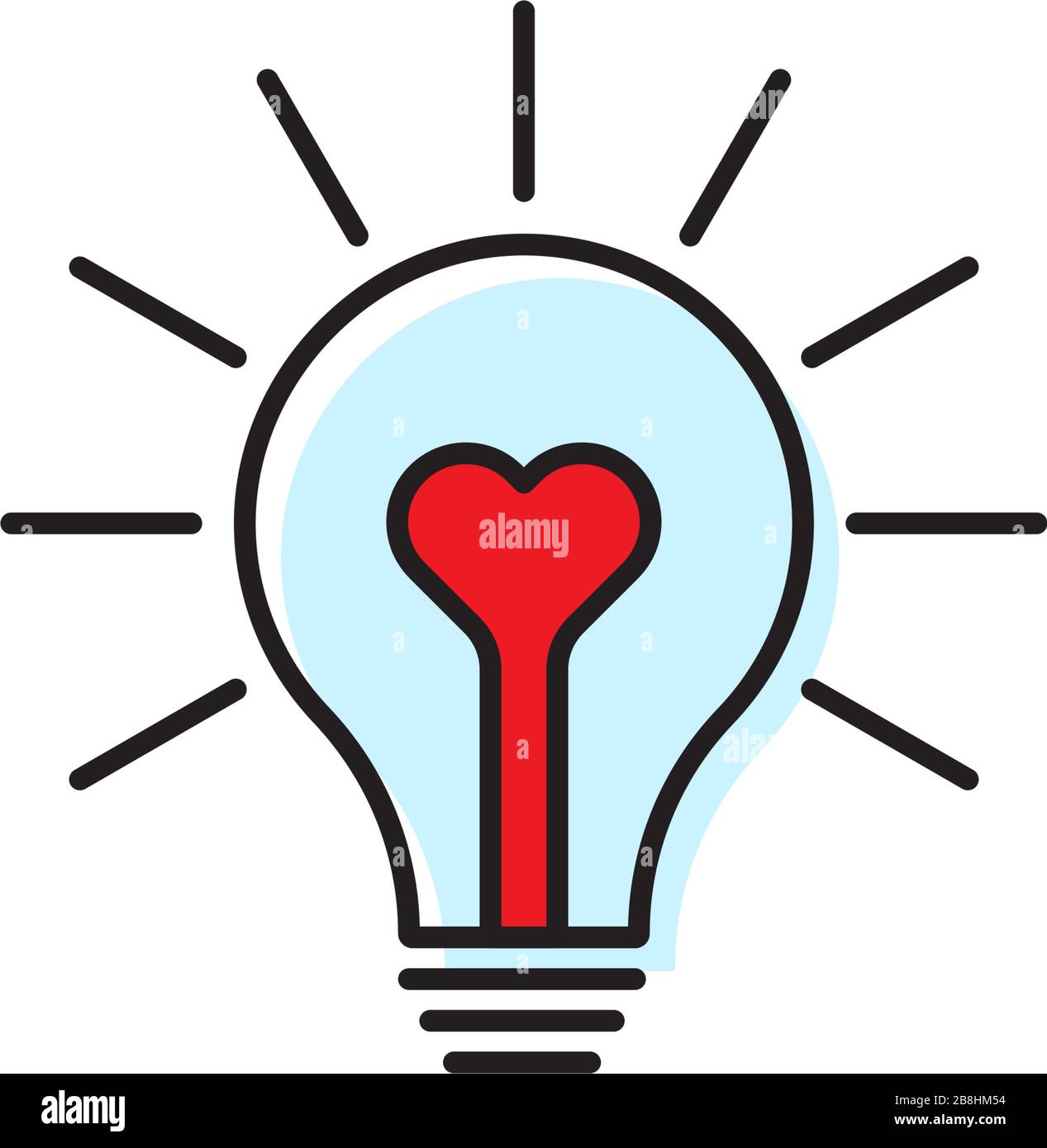 heart shape in a light bulb vector icon concept, isolated on white background Stock Vector Image