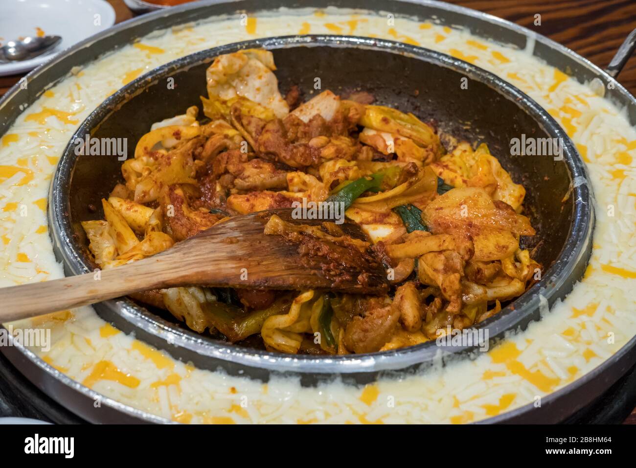 Dak Galbi, Korean spicy stir fried chicken with vegetable and Korean