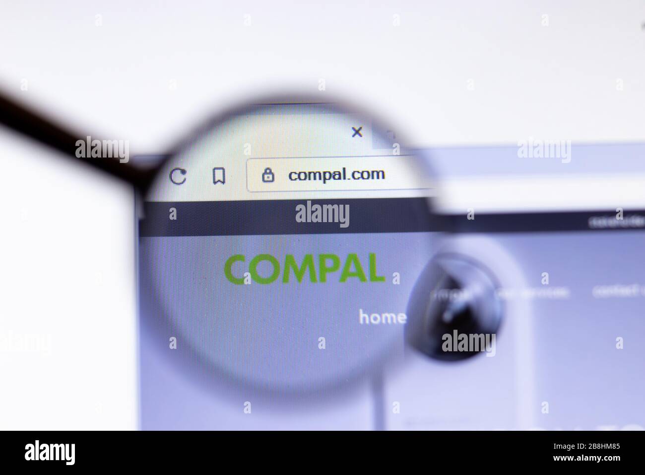 Los Angeles, California, USA - 20 March 2020: Compal Electronics company logo on website page close-up on screen, Illustrative Editorial Stock Photo