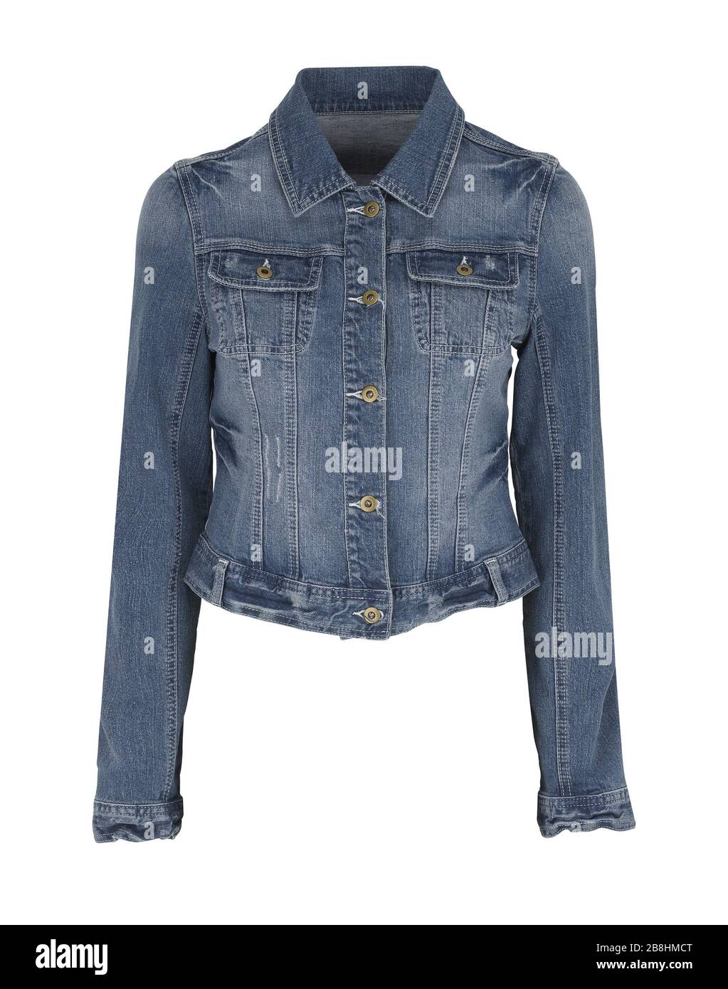 Luxuru jeans jacket isolated on white + clipping path Stock Photo