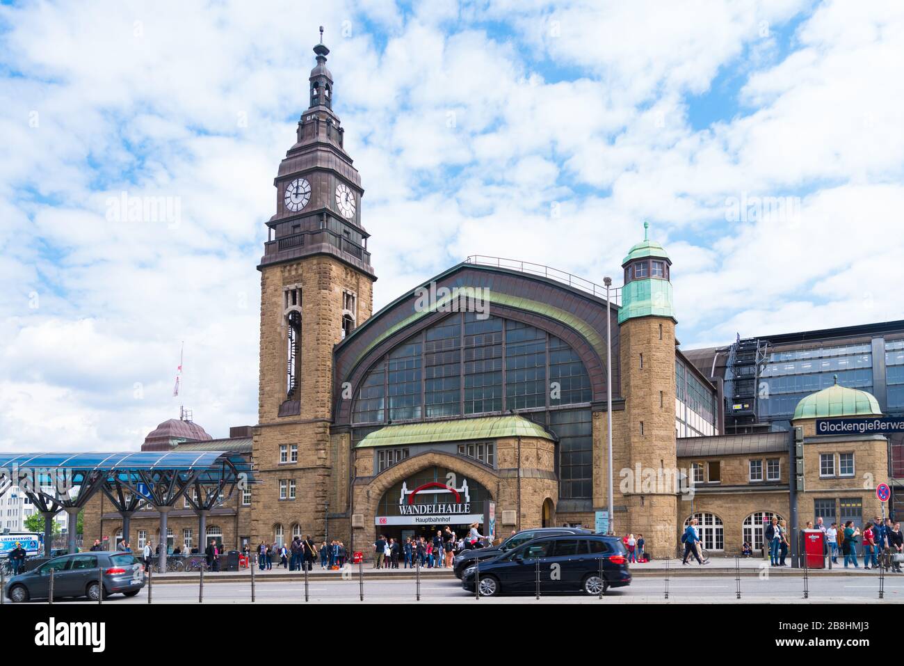 HAMBURG, GERMANY - MAY 12, 2018: Exterior of Hamburg central station. It is also the largest and busiest station in Germany with around 480,000-500,00 Stock Photo