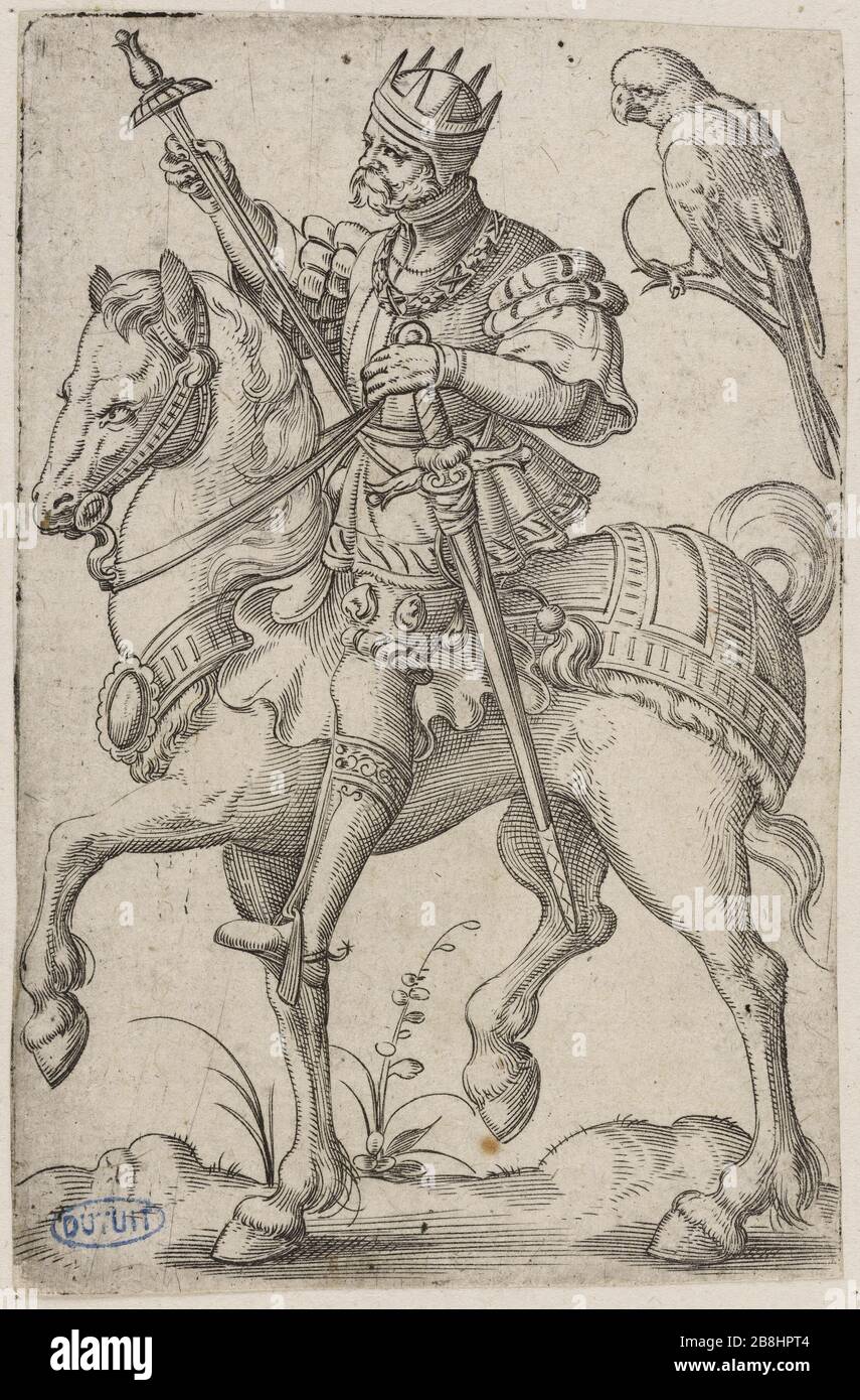 King of Hearts (Bartsch 338) Virgil Solis (1514-1562). 'Roi de Coeur (Bartsch 338)'. Burin. 1545. Musée des Beaux-Arts de la Ville de Paris, Petit Palais. Stock Photo
