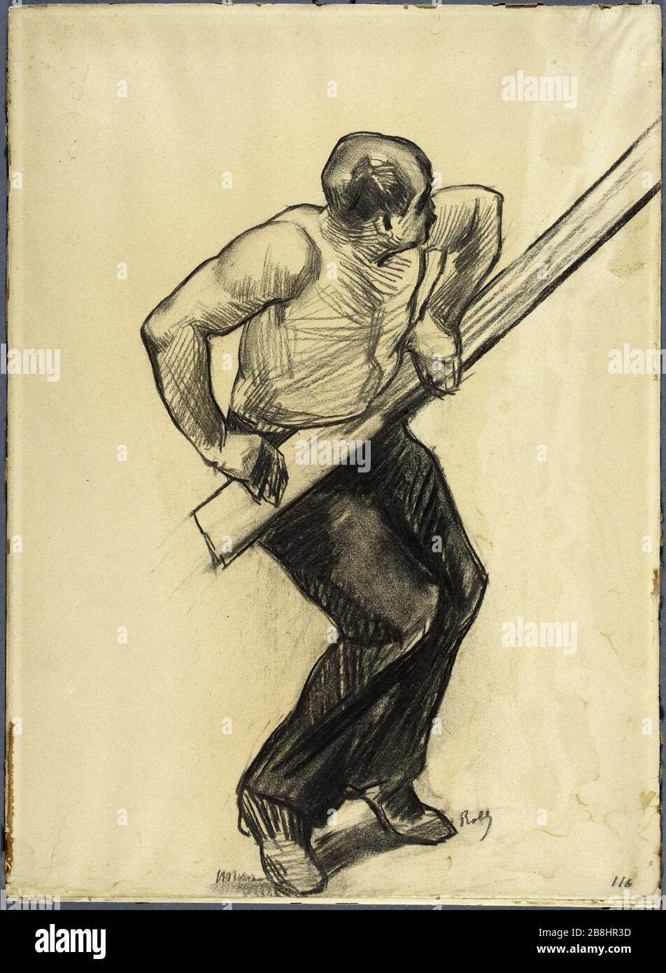 MAN AT WORK Alfred Philippe Roll (1846-1919). 'Homme au travail'. Dessin. Musée des Beaux-Arts de la Ville de Paris, Petit Palais. Stock Photo