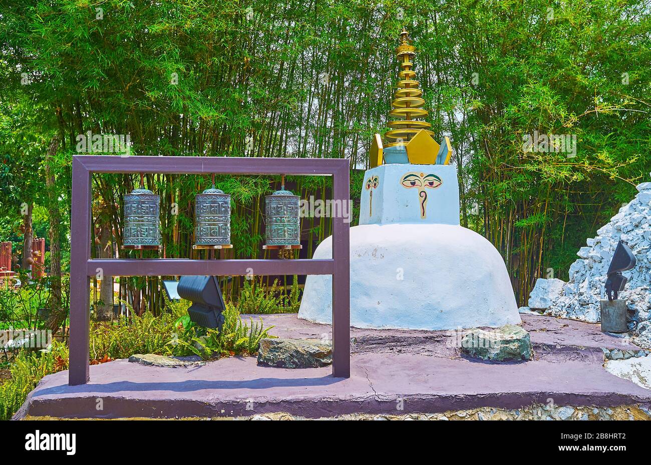 Nepal garden in Rajapruek park is decorated with traditional prayer
