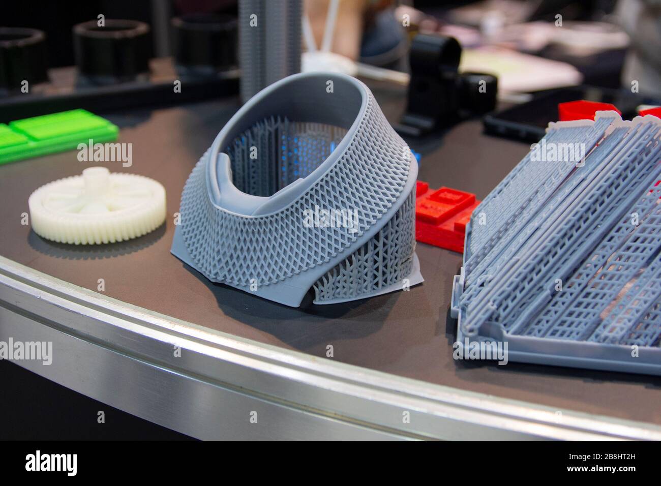 Variety of plastic products manufactured by 3D printing. Technologies