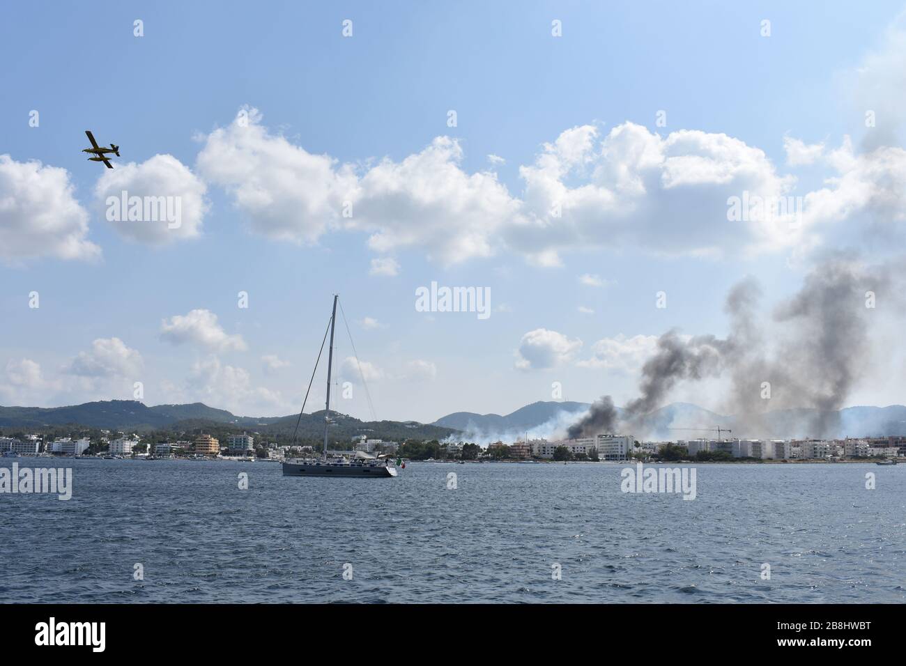 Billowing Smoke From A Fire In Sant Antoni De Portmany San Antonio Ibiza Spain Stock Photo Alamy
