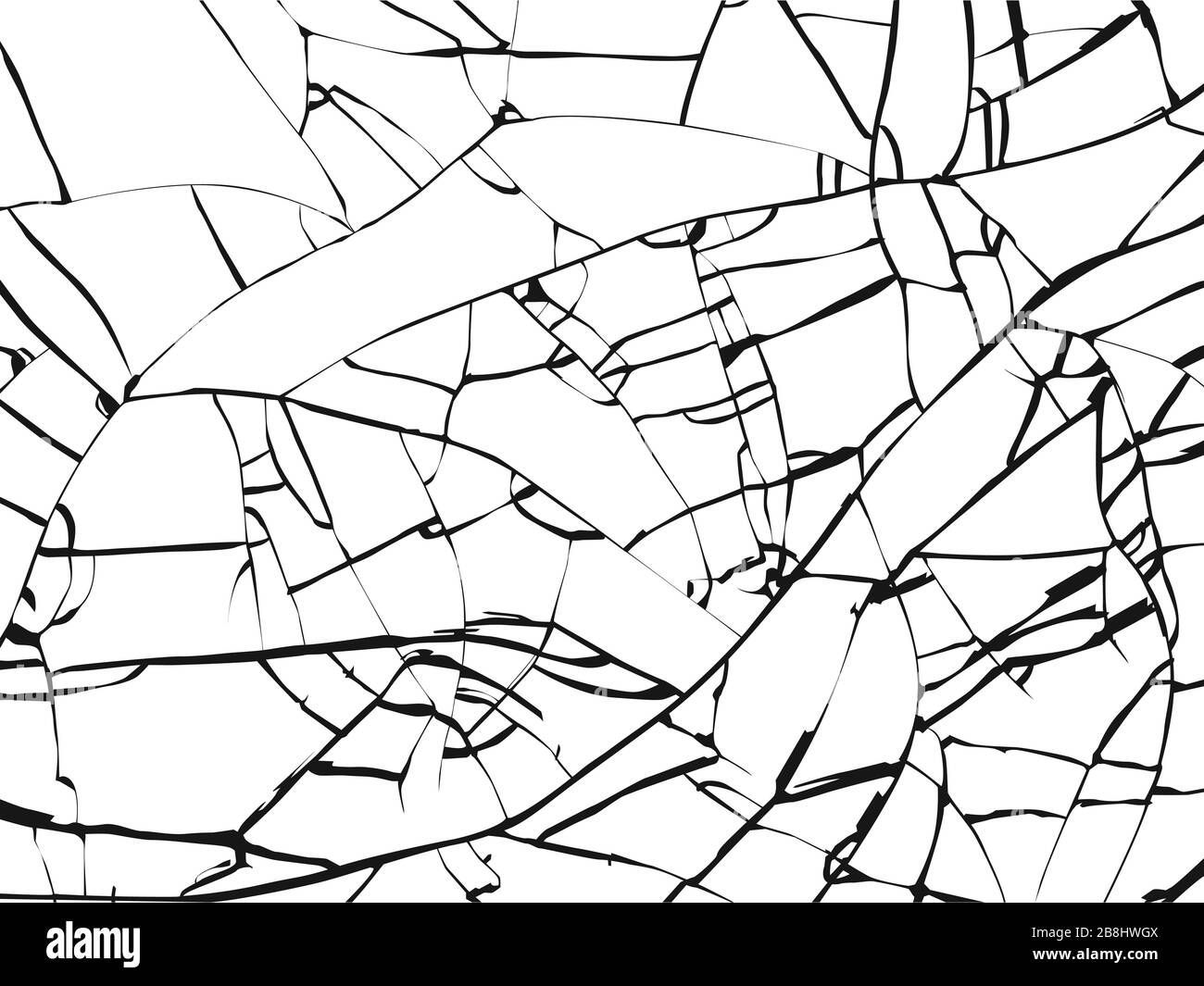 Surface of broken glass texture. Sketch shattered or crushed glass effect. Vector illustration isolated on white baclground Stock Vector