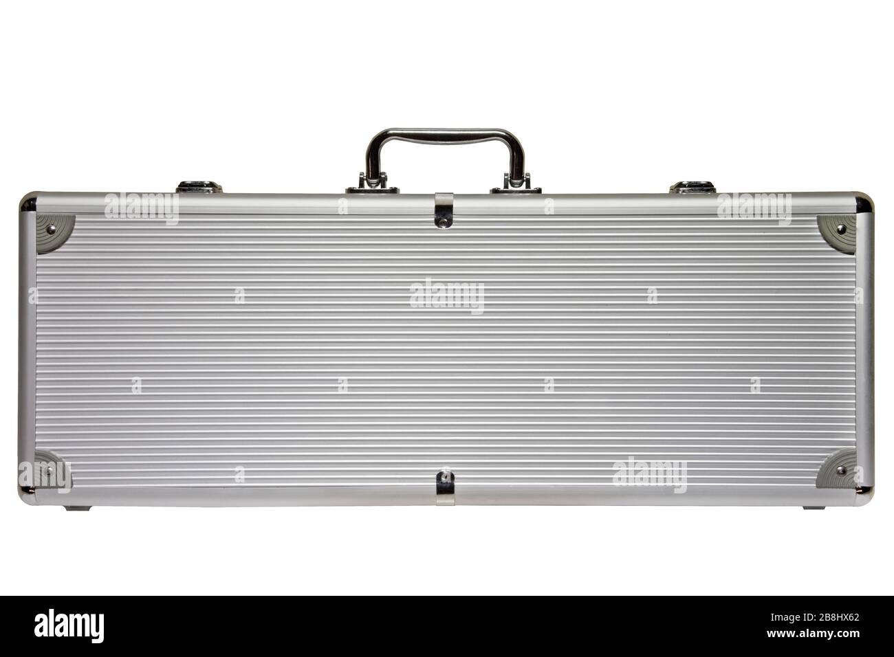 Big Silver metal briefcase isolated against a white background Stock