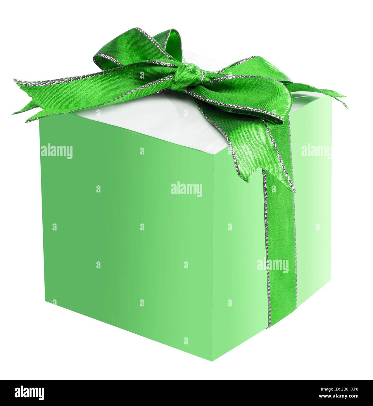 Gift Box With Satin Ribbon Bow isolated on a white background Stock ...