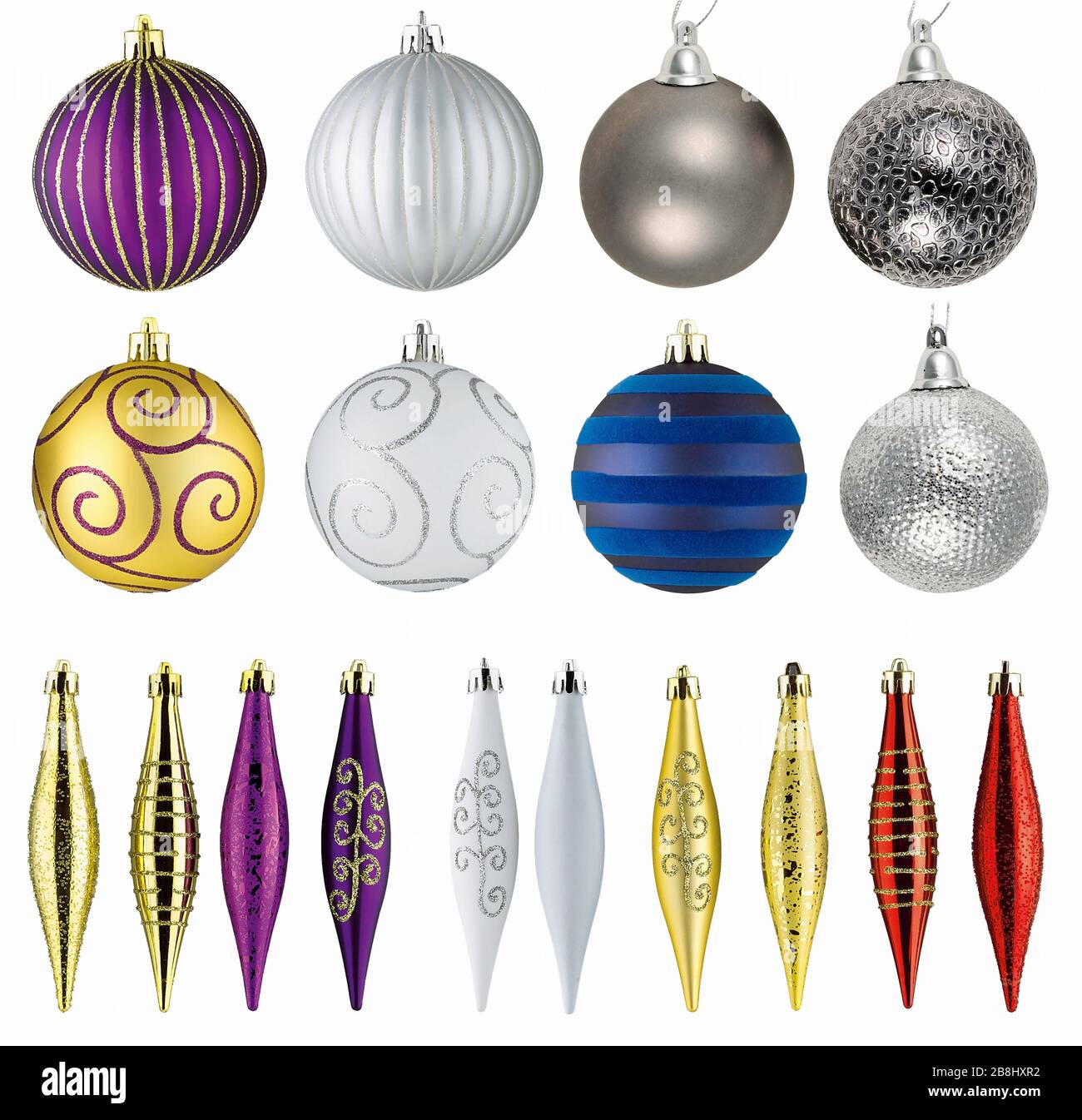 set of christmas balls isolated on white background Stock Photo - Alamy
