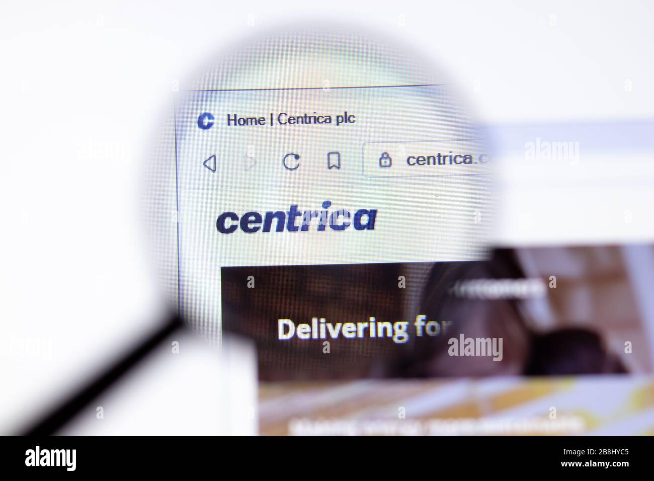 Los Angeles, California, USA - 20 March 2020: Centrica company logo on website page close-up on screen, Illustrative Editorial Stock Photo