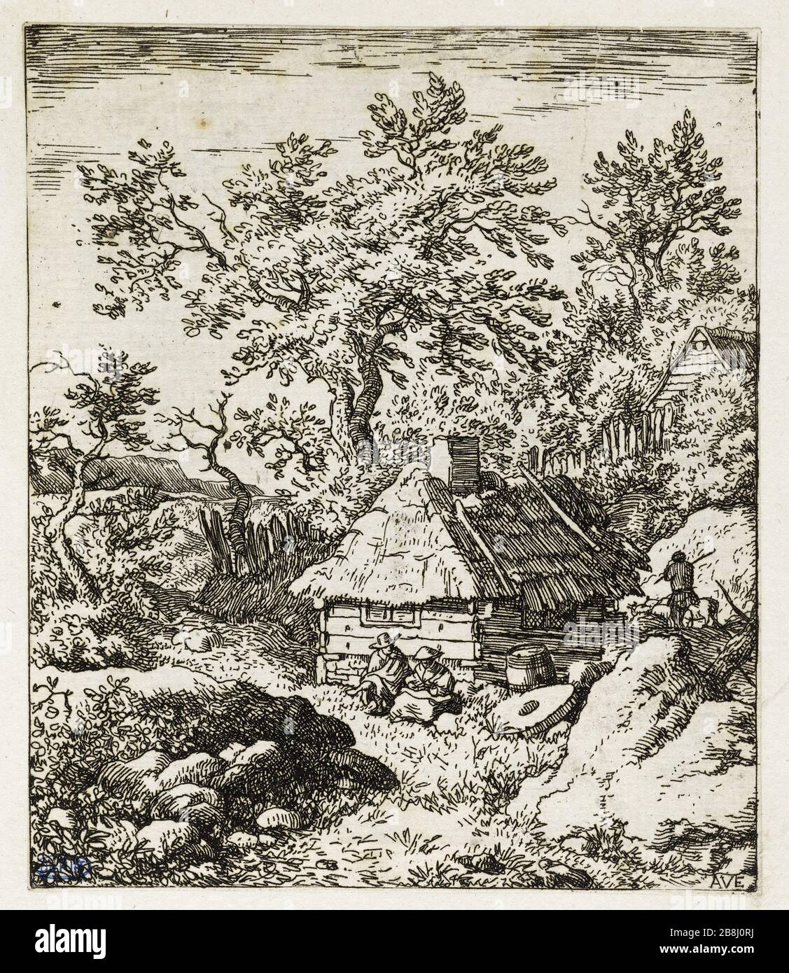 La Meule (Bartsch 9) Allart Van Everdingen (1621-1675), peintre hollandais. La Meule (Bartsch 9). Eau-forte sur papier, 1645-1675. Musée des Beaux-Arts de la Ville de Paris, Petit Palais. Stock Photo