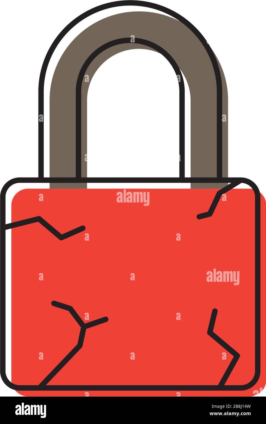 Broken padlock vector icon symbol security isolated on white background Stock Vector