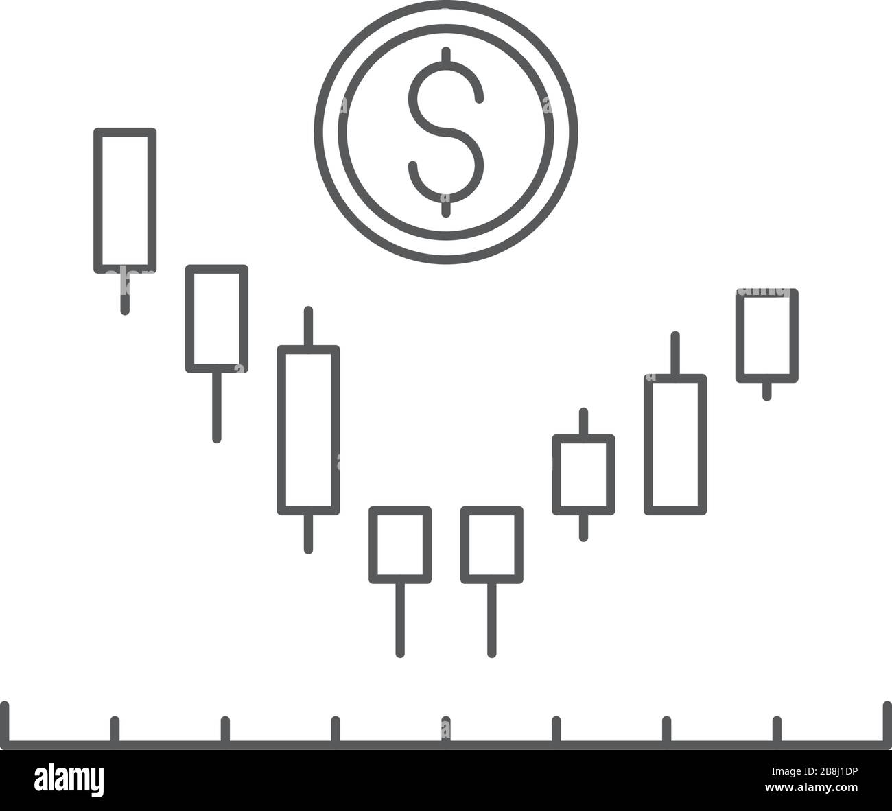 Candlestick chart vector icon symbol trading isolated on white
