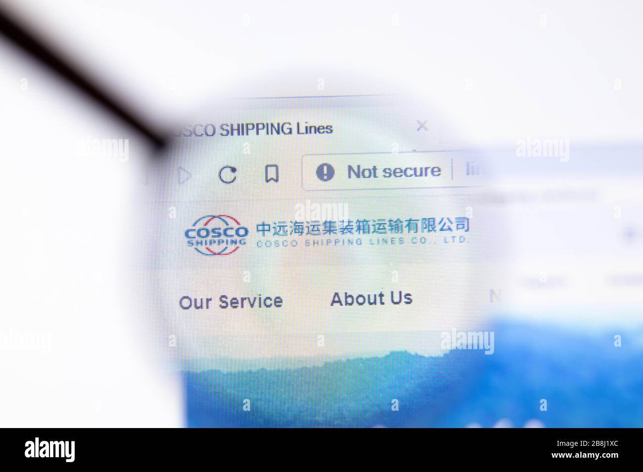 Los Angeles California Usa  March  China Cosco Shipping Company Logo On Website Page Close Up On Screen Illustrative Editorial 2B8J1XC