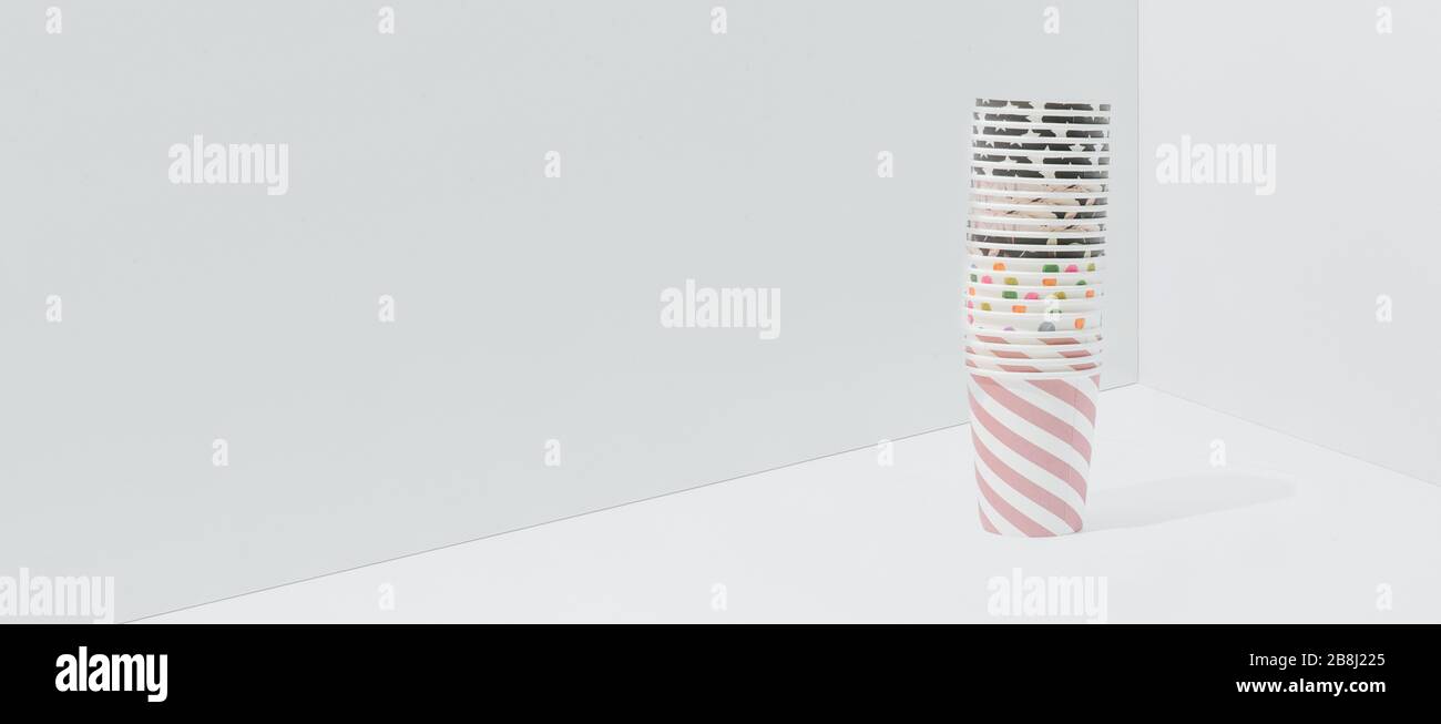 recyclable paper cup stand in a white corner Stock Photo - Alamy