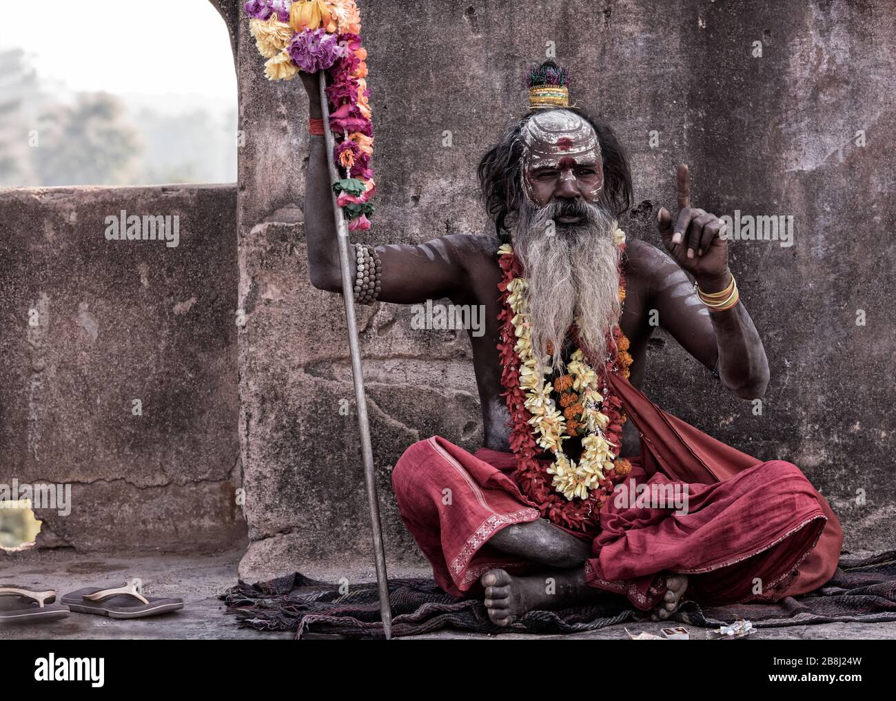 Sadu, a holy man in Orcha, Madhya Pradesh, India Stock Photo