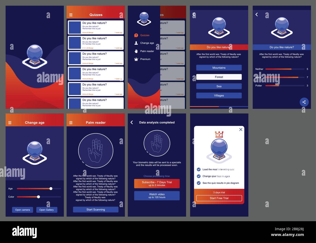 quiz app ui design mobile user interface vector Stock Vector Image ...