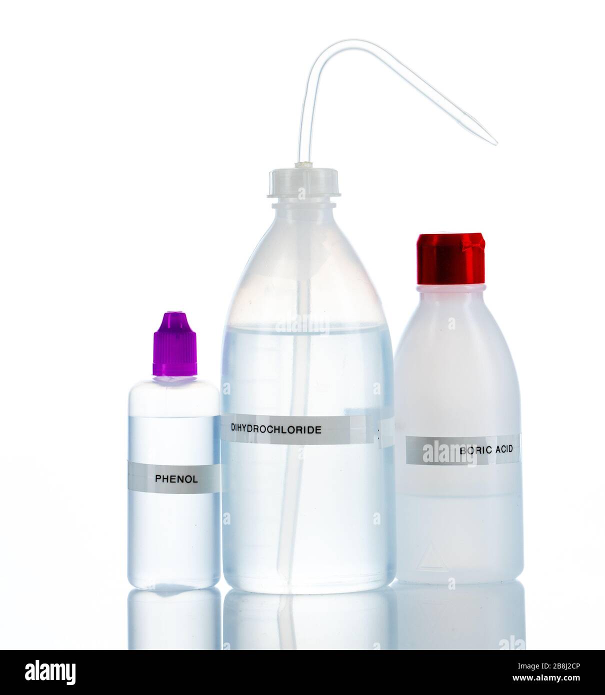 disinfectant, sanitizer in plastic packaging on a white background Stock Photo