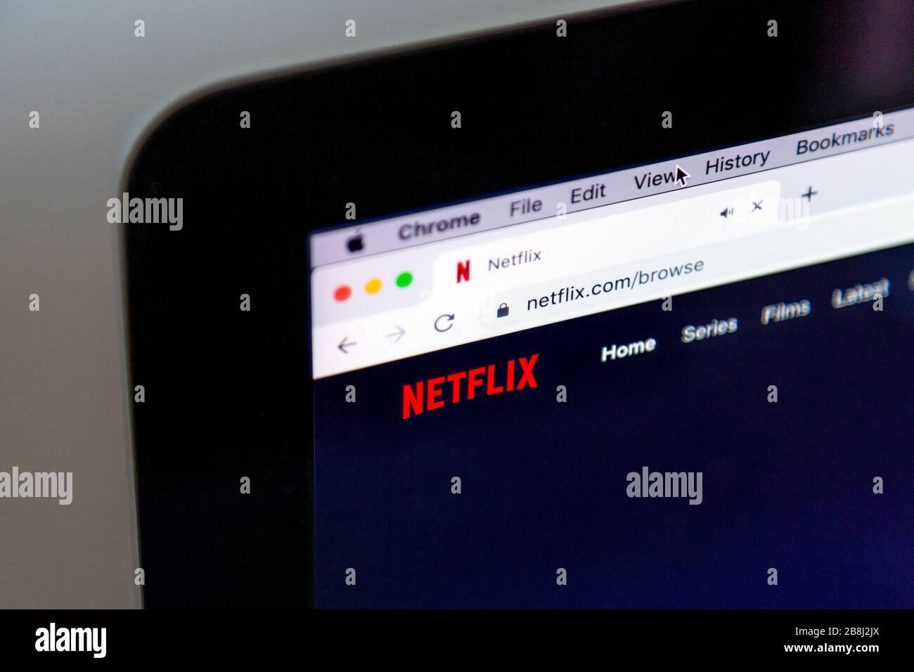 22 March 2020 - Netflix is taking measured to reduce network traffic as people turn to VoD and streaming services during the coronavirus outbreak and lockdown Stock Photo