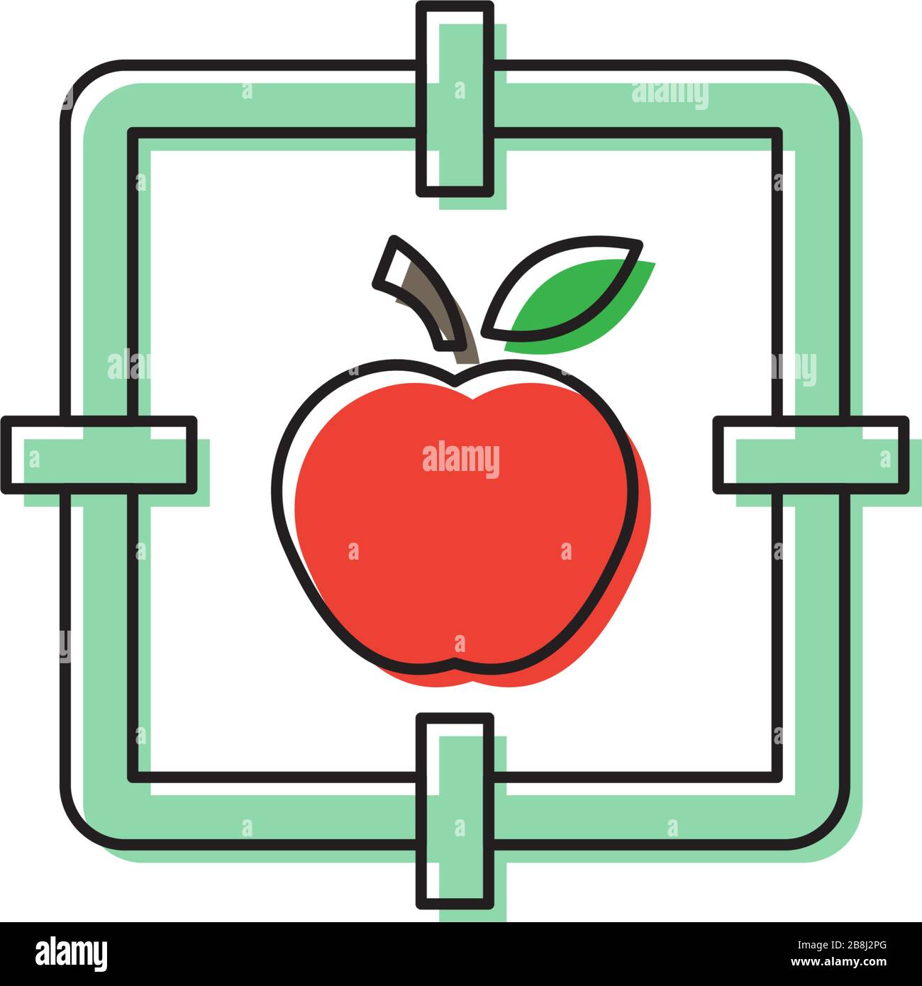 Apple with target vector icon symbol isolated on white background Stock Vector