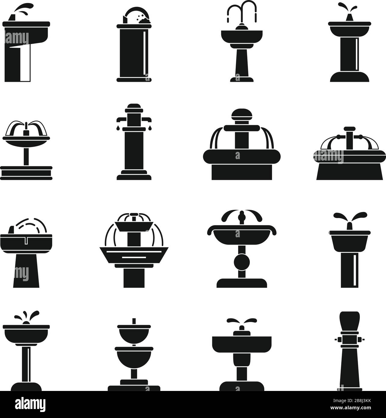 City drinking fountain icons set. Simple set of city drinking fountain vector icons for web design on white background Stock Vector