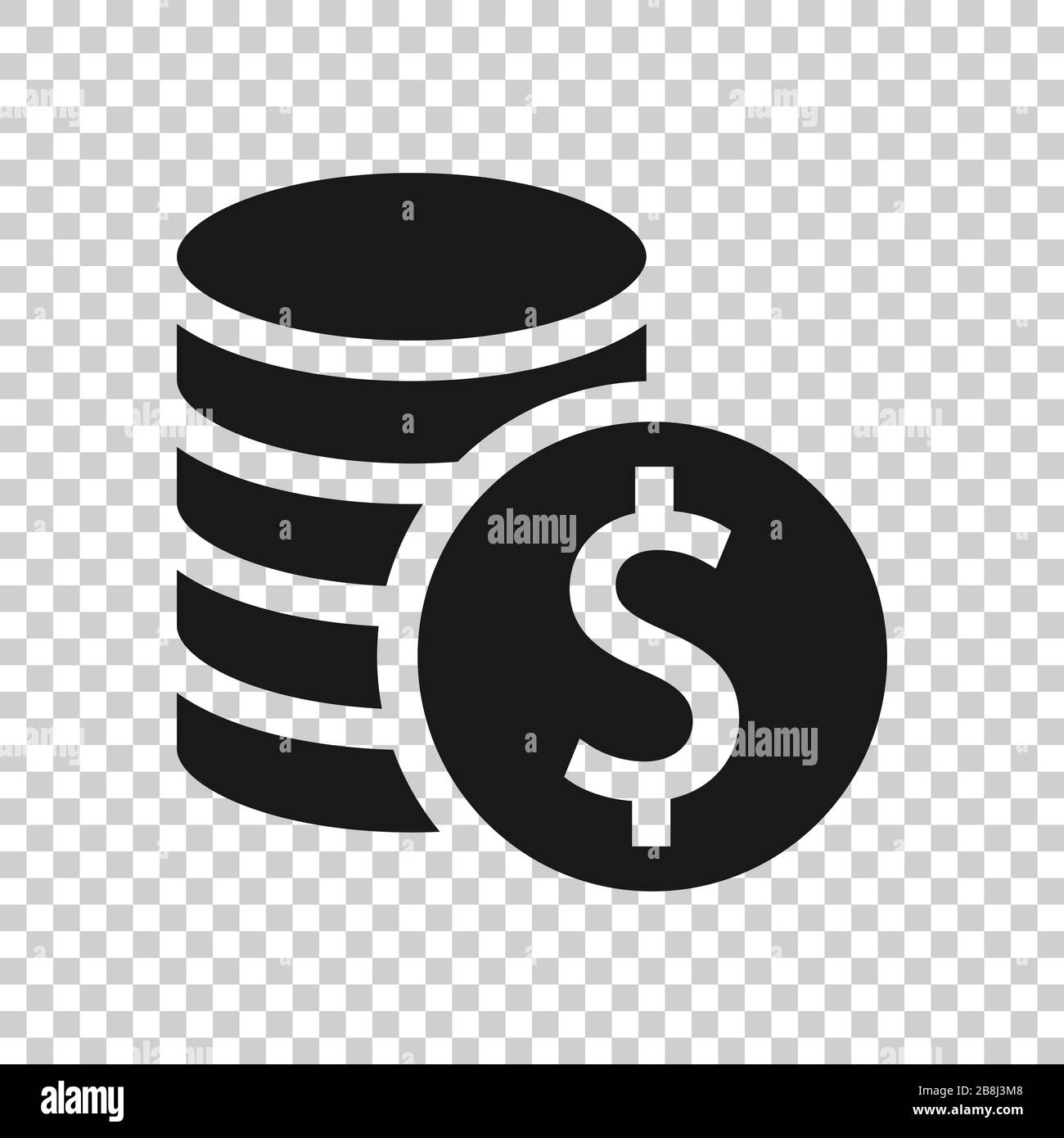 Coins stack icon in flat style. Dollar coin vector illustration on white isolated background. Money stacked business concept. Stock Vector