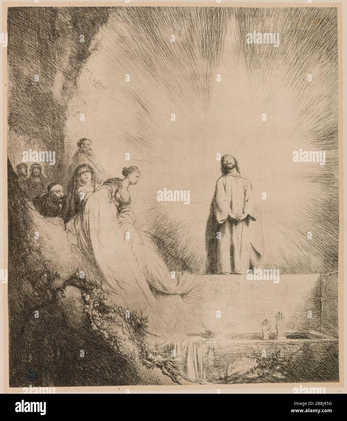 The Raising of Lazarus (Dutuit 3) Lievens, Jan. 'La Résurrection de Lazare (Dutuit 3)'. Eau-forte. 1631-1631. Musée des Beaux-Arts de la Ville de Paris, Petit Palais. Stock Photo