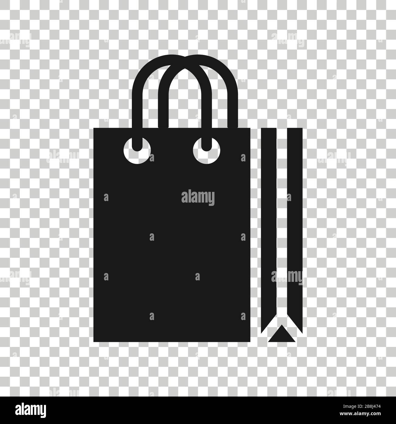 Shopping bag icon in flat style. Handbag sign vector illustration on ...