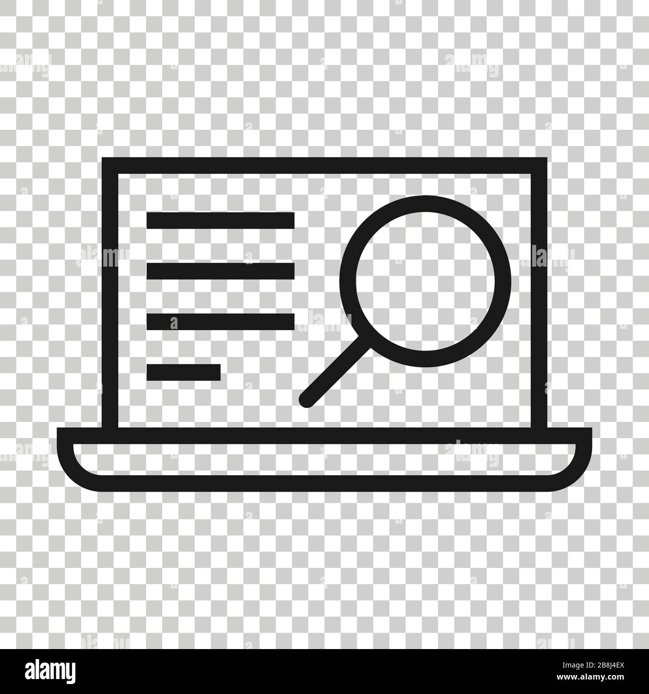 Computer search icon in flat style. Laptop with magnifying glass vector ...