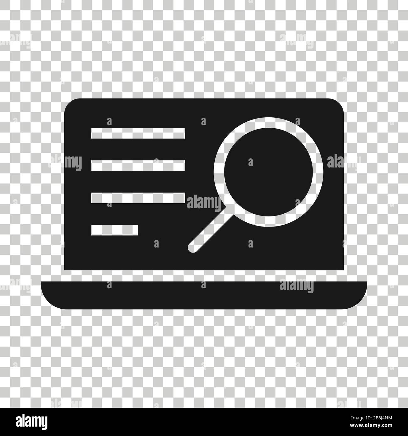 Computer search icon in flat style. Laptop with magnifying glass vector ...
