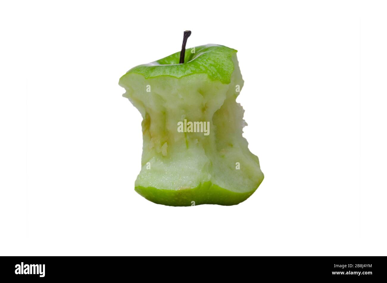 green apple are bitten on a white background Stock Photo