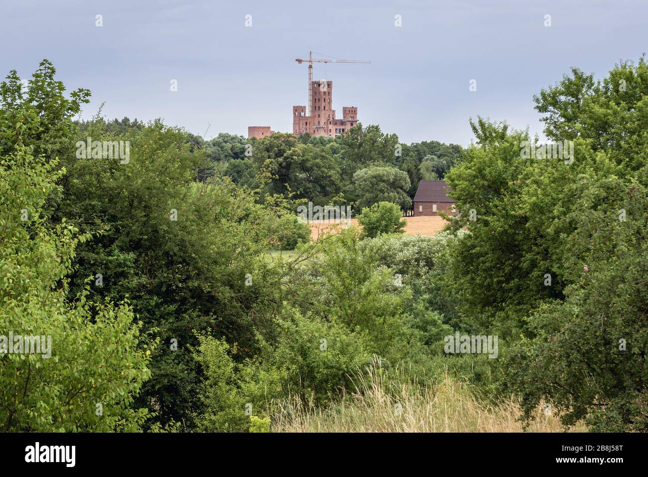 Building site of a castle in Stobnica village in The Notec Forest in Greater Poland Voivodeship of Poland Stock Photo