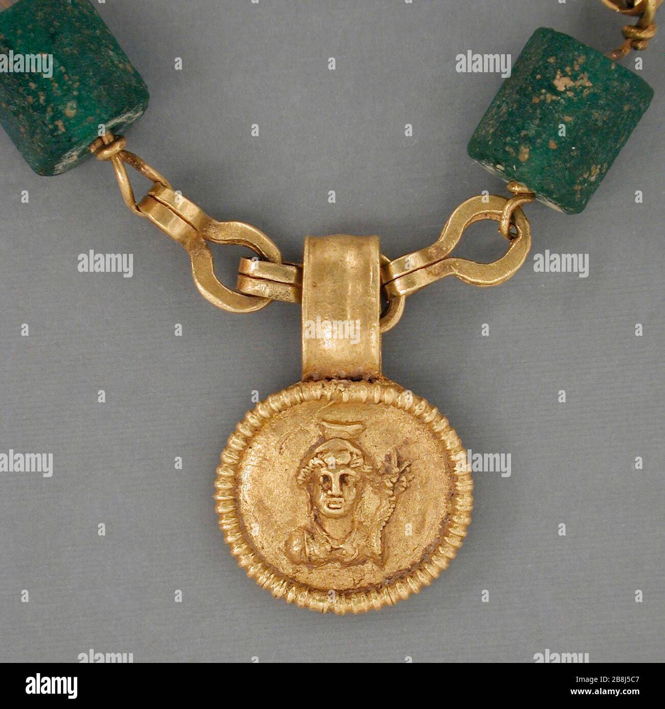 Gold Necklace with Medallion Depicting 