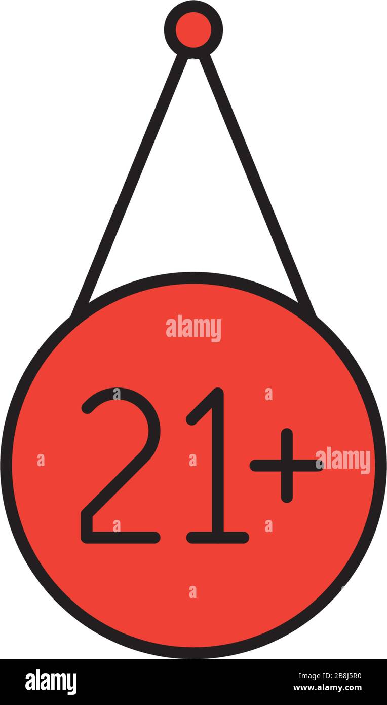 21 plus years old sign vector icon symbol isolated on white background