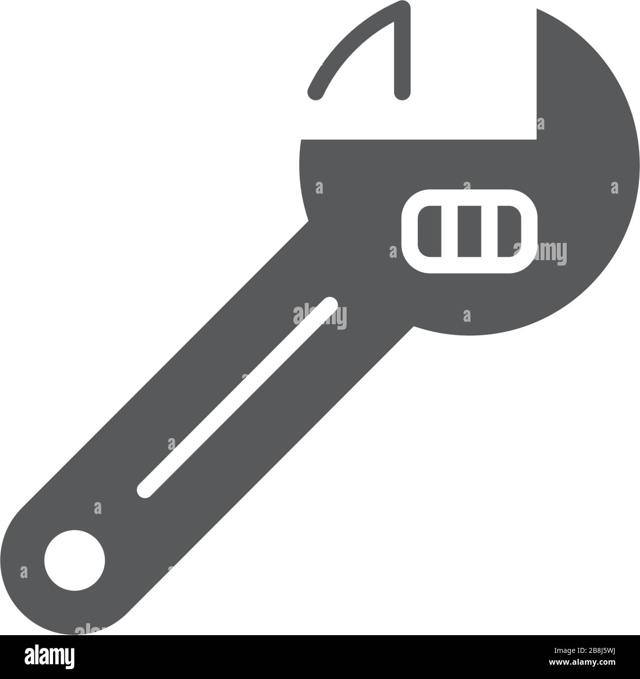 Adjustable wrench vector icon symbol tools isolated on white background Stock Vector