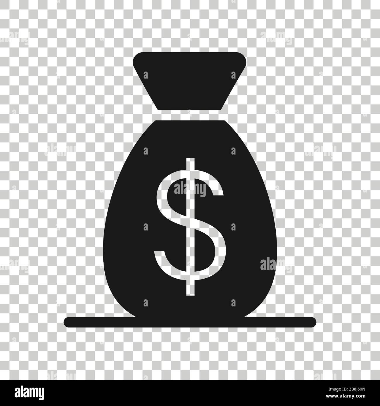 Money bag icon in flat style. Moneybag with dollar vector illustration ...