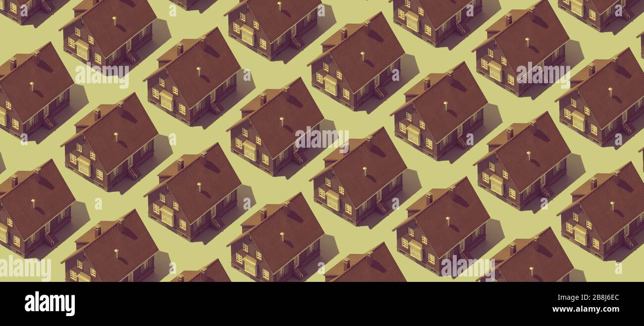 Real estate background with repetition of identical model houses on ...